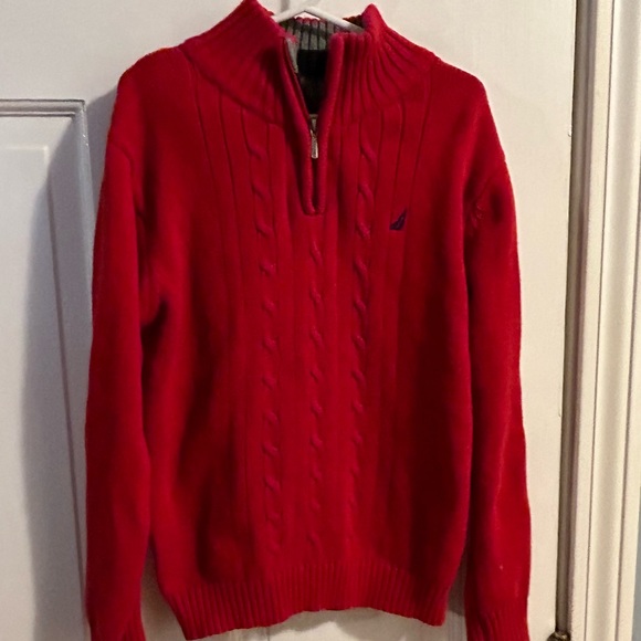 Nautica Boys Red quarter zip pullover sweater, size 7. Like new condition. - Picture 1 of 5